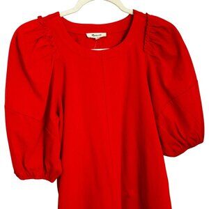 Madewell Red Puff Sleeve Cotton Top NWT Size Small